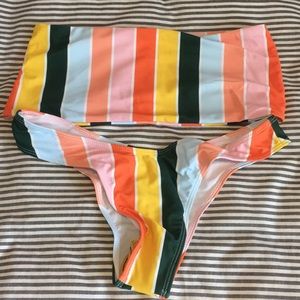 SHEIN bandeau striped bikini